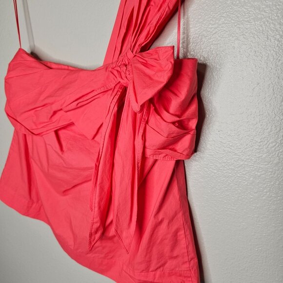 J Crew 10 Wildflower Top Pink One Shoulder Big Bow Tank Coquette Preppy Feminine - Picture 3 of 7